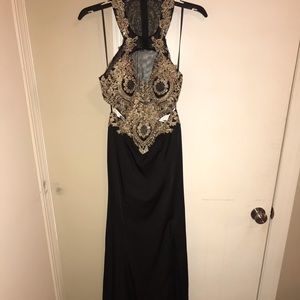 Black and Gold Prom Dress